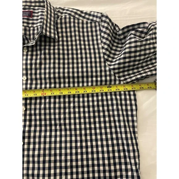 UNTUCKit Wrinkle‎ Free Navy White Gingham Check L/S Button Shirt XXX Large - Picture 4 of 7